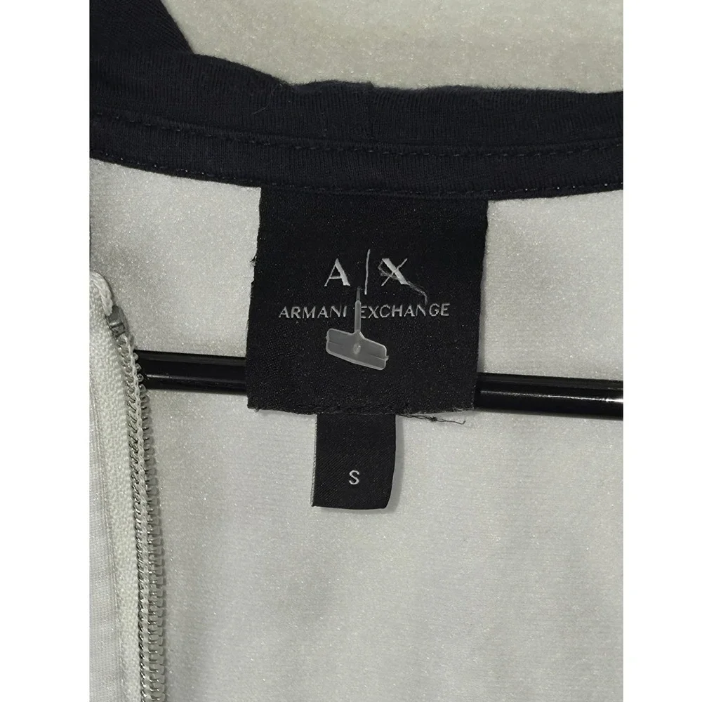 Armani Exchange Mens White Logo Tape Zip Up Track Jacket Hoodie S Small